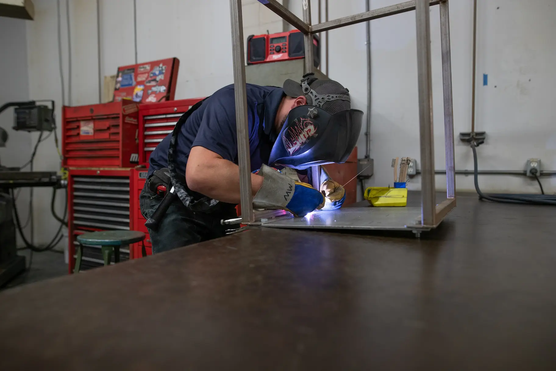 a worker welding